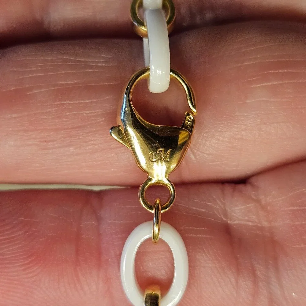 RARE MONICA RICH KOSANN AUDREY WHITE CERAMIC 18K GOLD 18